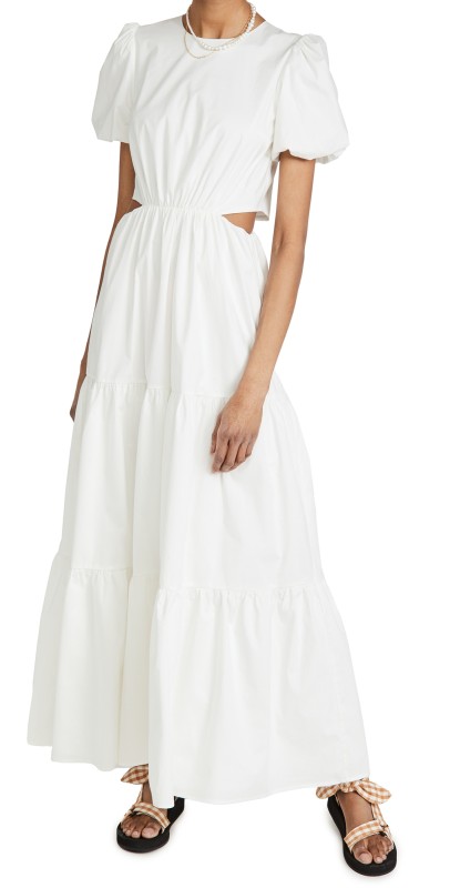WAYF Plaza Cut Out Tiered Maxi Dress Ivory