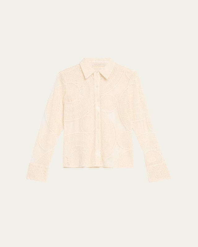 Hulda Sheer Button-Front Blous