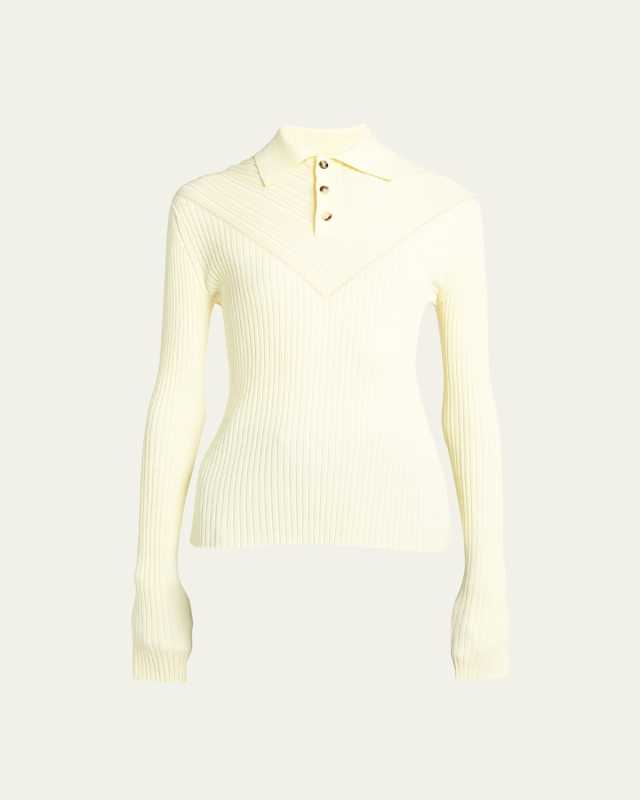 Moving Rib Cotton Polo Sweater