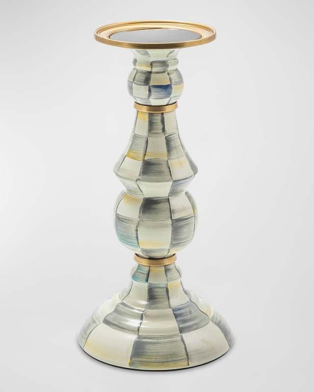 Sterling Check Pillar Candleholder
