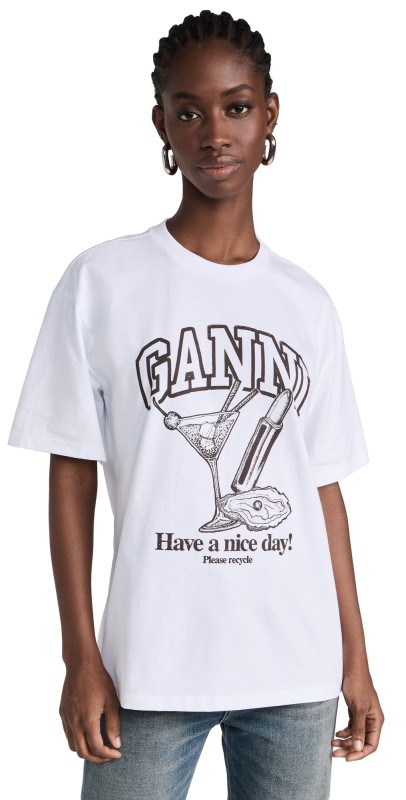 GANNI Future Heavy Jersey Cocktail T-Shirt Bright White