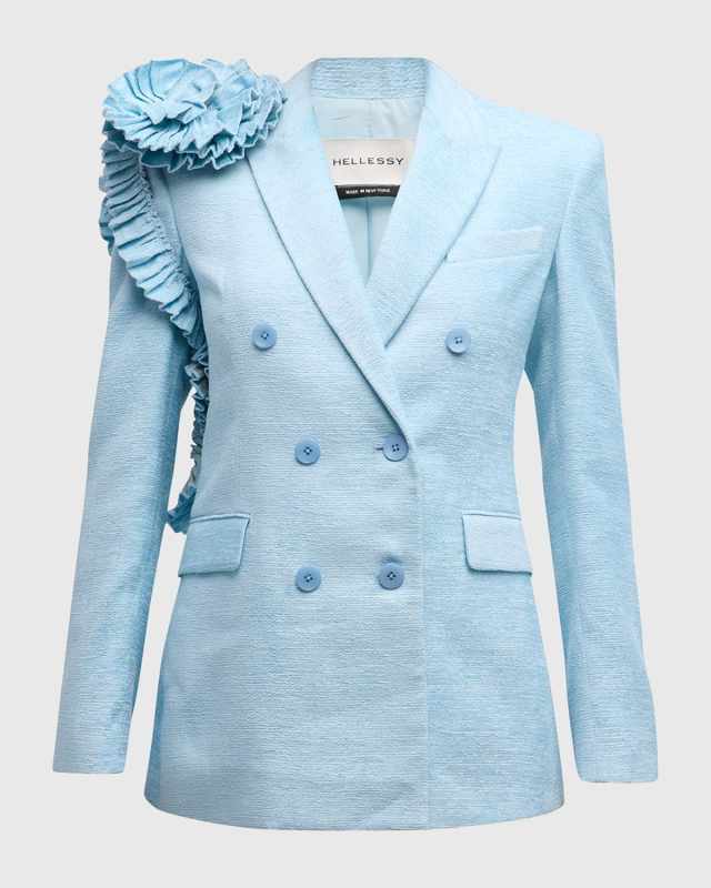 Santi Tuxedo Double-Breast Blazer with Corsage