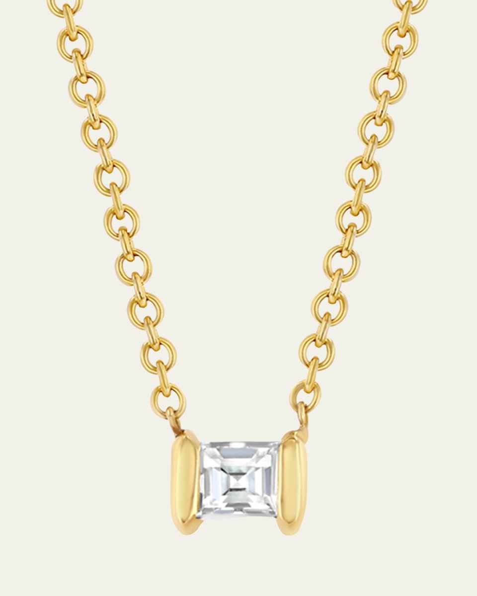 Yellow Gold Mini Anchor Carre Diamond Necklace