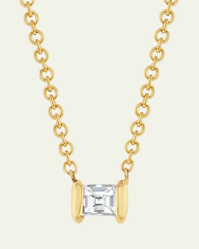 Yellow Gold Mini Anchor Carre Diamond Necklace