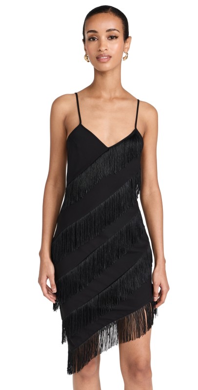 Amanda Uprichard Belladonna Dress with Fringe Black