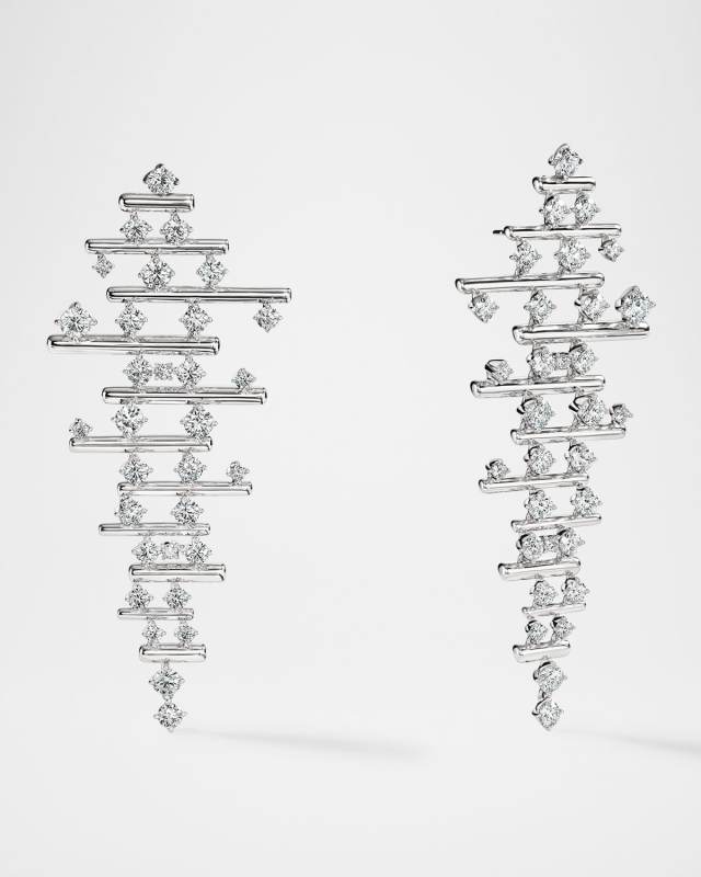 Barre 18K White Gold Multi-Row Diamond Drop Earrings