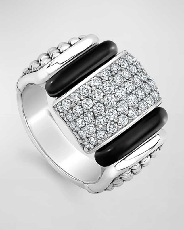 Black Caviar Square Diamond Pave Ring