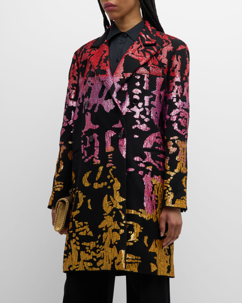 Dantes Inferno Sequin Double-Breasted Coat