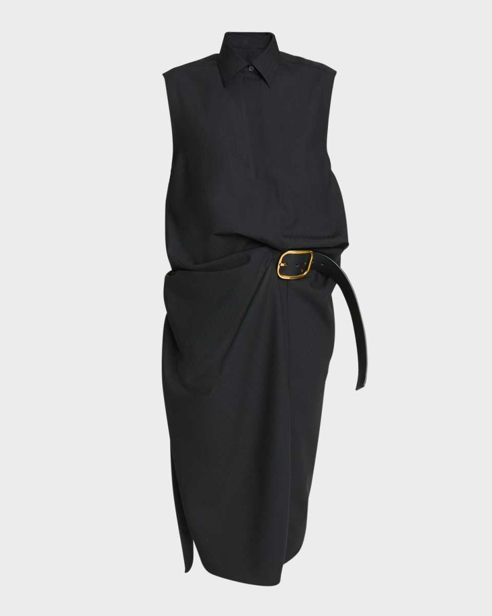 Belted Draped Midi Shirtdress