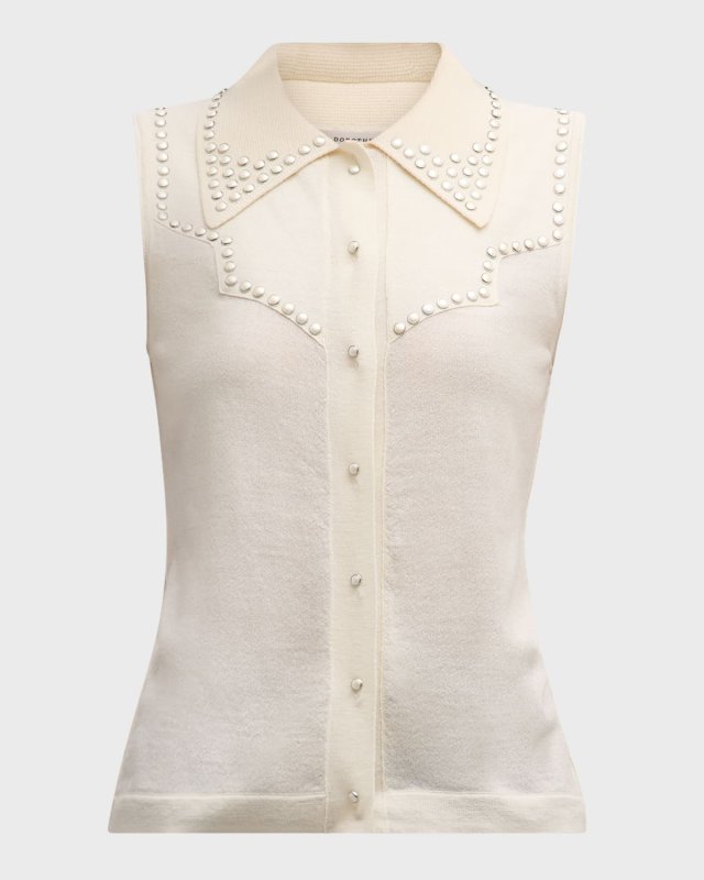 Refined Essentials Stud-Embellished Top
