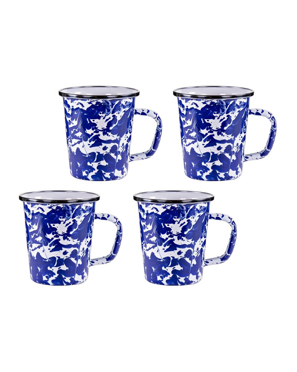 Red Swirl Latte Mugs, Set of 4