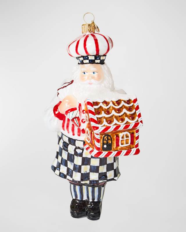 Bake Shop Pastry Santa Glass Ornament