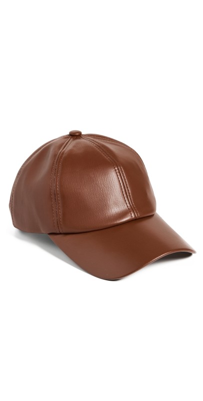 Lele Sadoughi Faux Leather Baseball Cap Walnut
