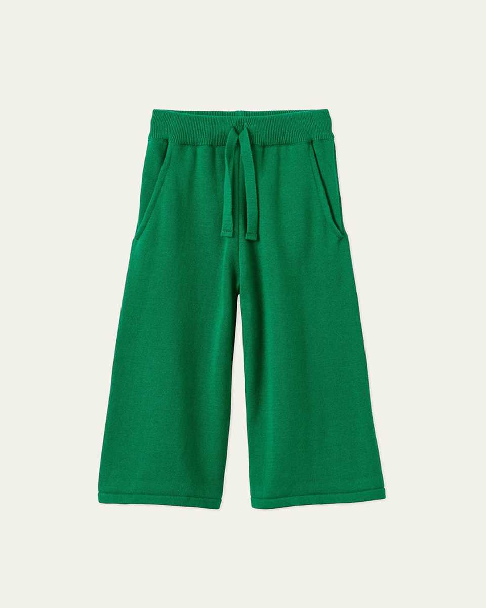 Kid's Organic Cotton Knit Wide Leg Trousers, Size Newborn
