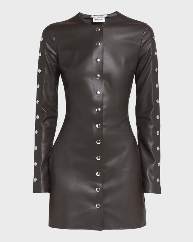 Faux Leather Studded Mini Dress
