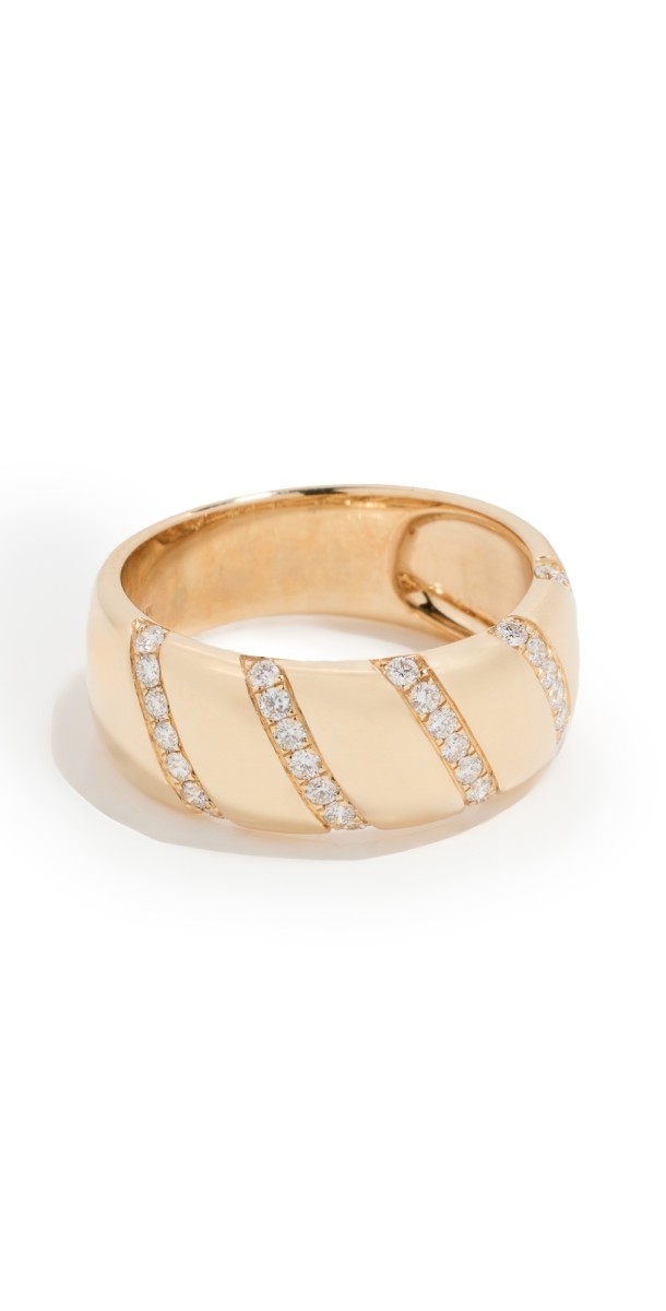 Stephanie Gottlieb 14k Gold and Diamond Stripe Ring Yellow Gold