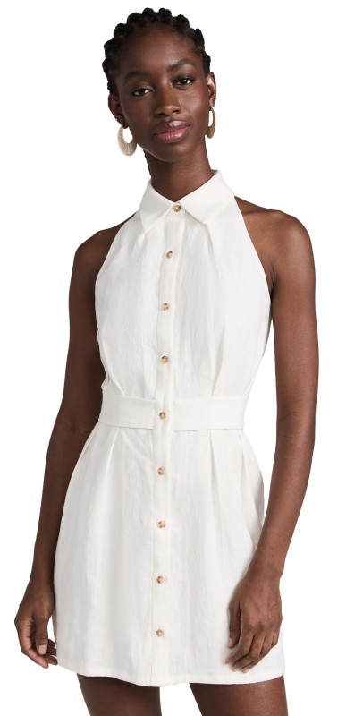HEVRON Domino Mini Dress White