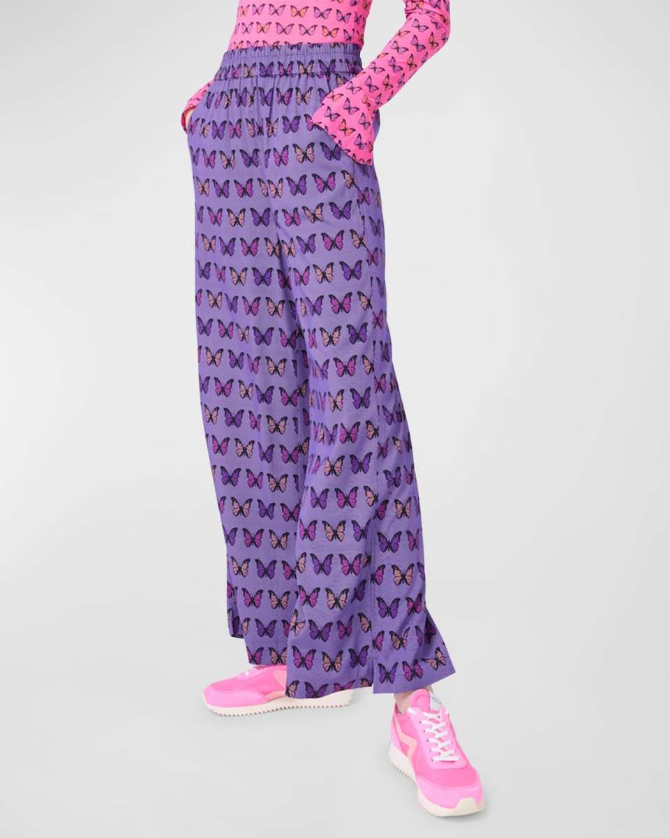 Halftone Butterfly Wide-Leg Pants