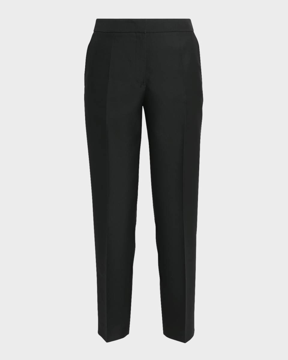 Mid-Rise Straight-Leg Ankle Trousers
