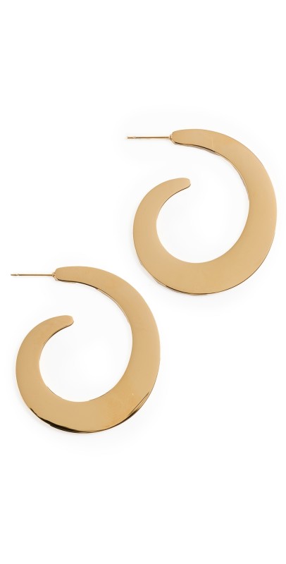 By Adina Eden Solid Wide Swirl Open Hoop Stud Earrings Gold