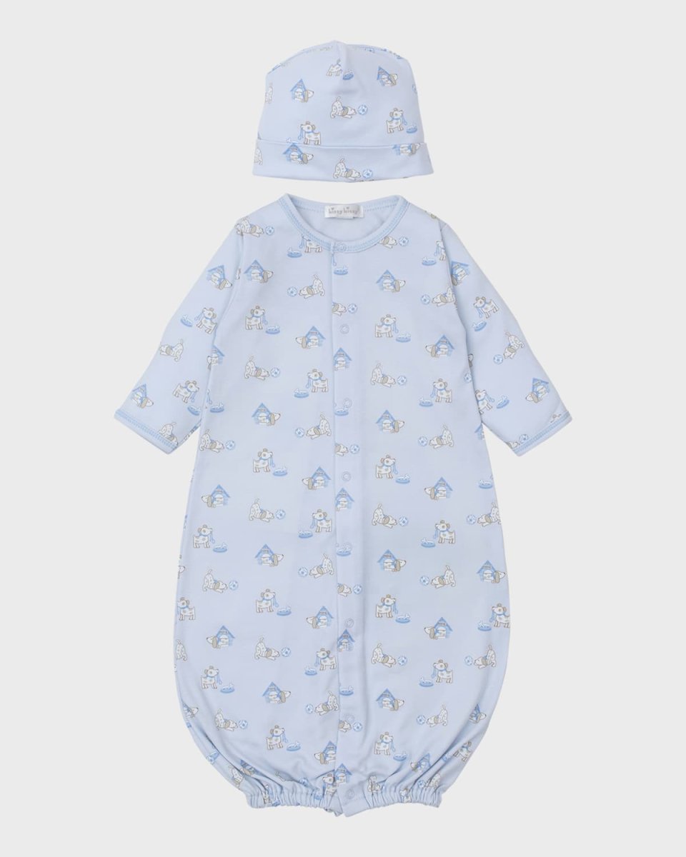 Boy's Pups In Action Convertible Gown & Hat Set, Size Newborn-S