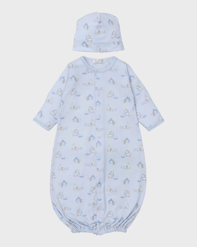 Boy's Pups In Action Convertible Gown & Hat Set, Size Newborn-S