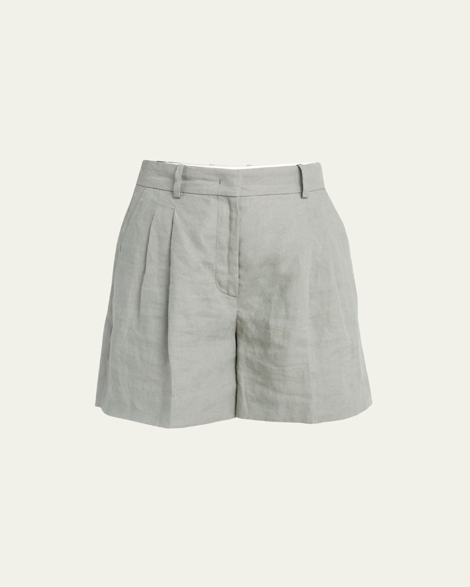 Pintuck Linen Shorts