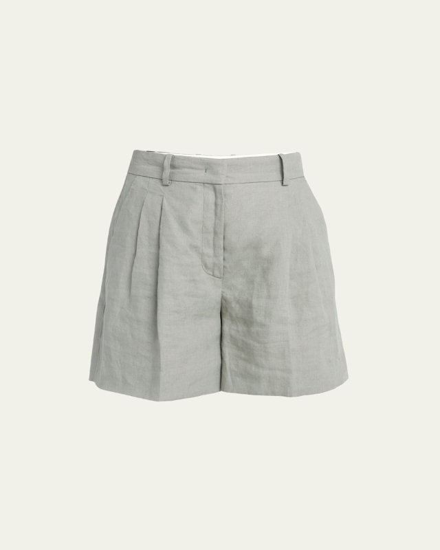 Pintuck Linen Shorts