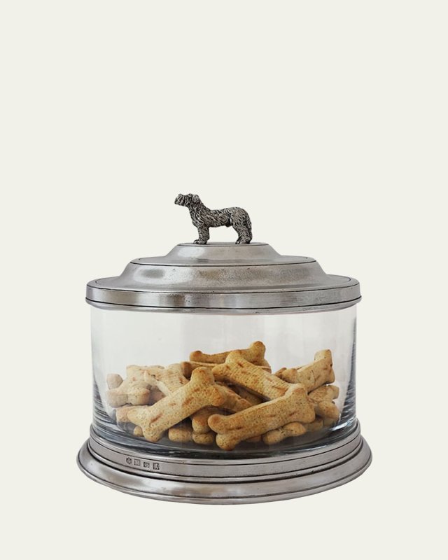 Glass Cookie Jar with Dog Finial