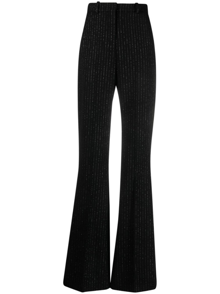 striped wool-blend flared trousers