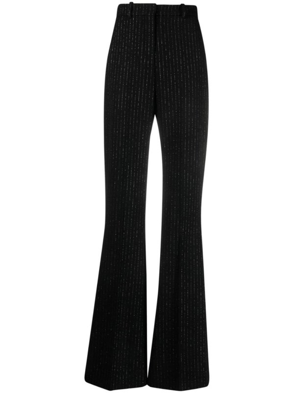 striped wool-blend flared trousers
