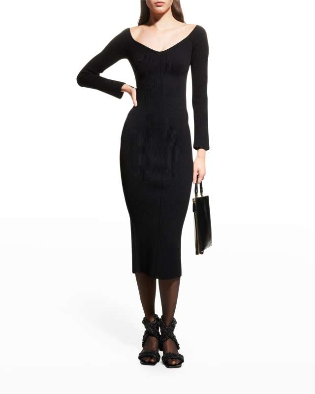 Pia Off-The-Shoulder Rib Midi Dress