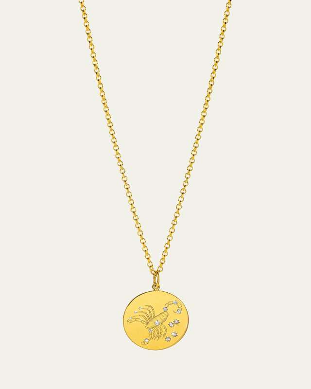18K Gold Scorpio Zodiac Necklace with Diamonds