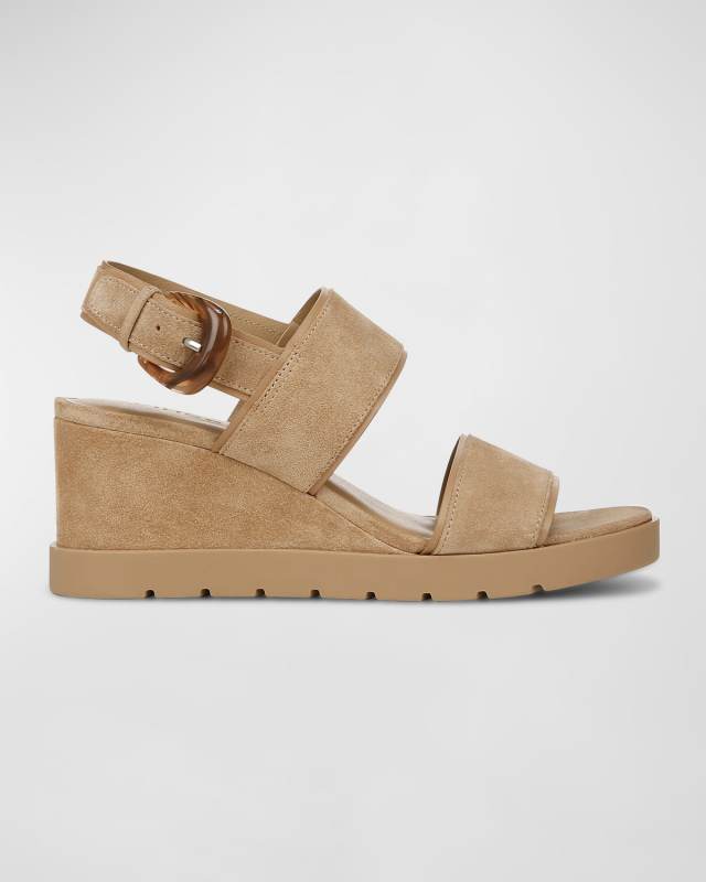 Roma Suede Wedge Slingback Sandals