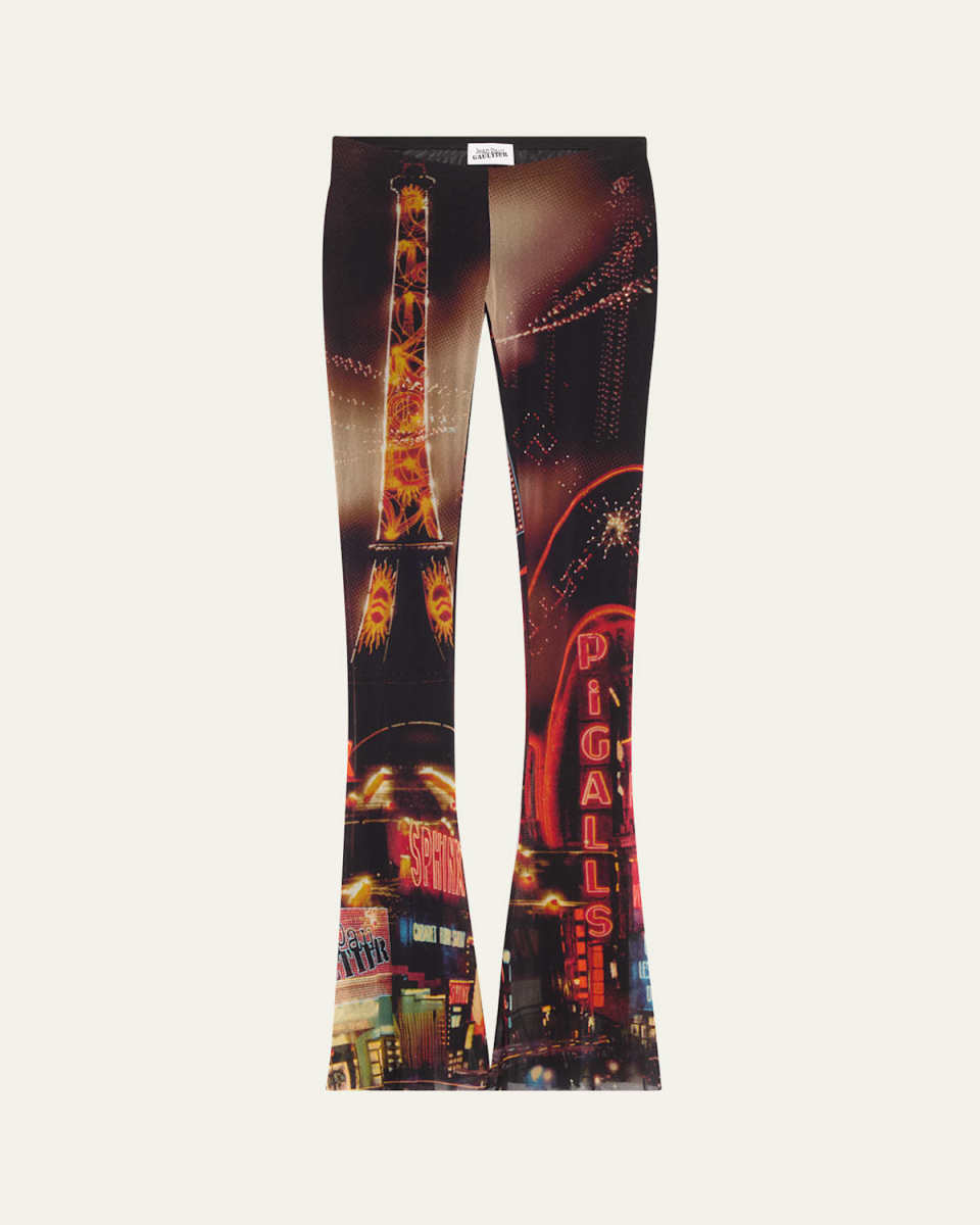 Pigalle Printed Mesh Flare Trousers