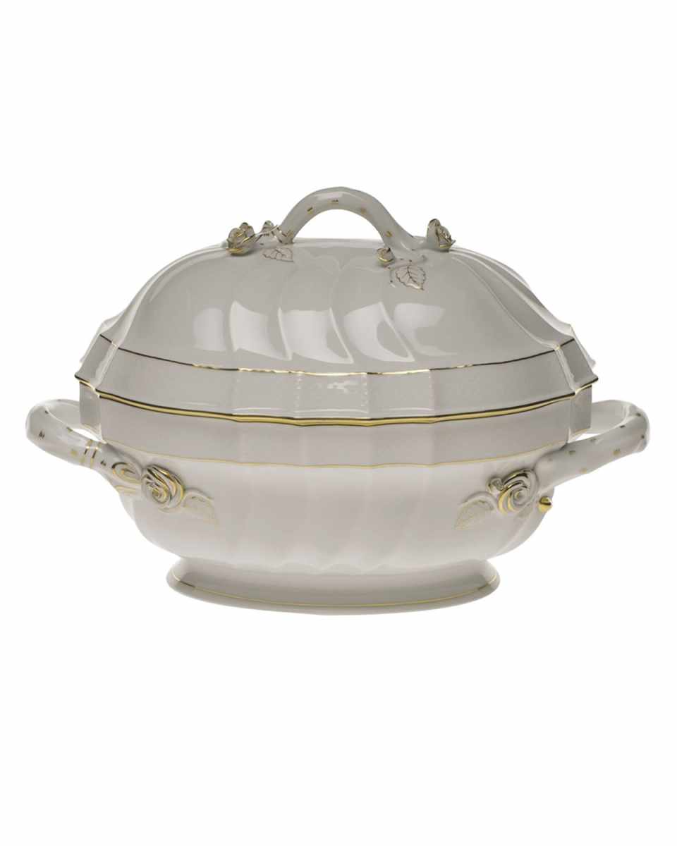 Golden Edge Tureen with Branch Handle
