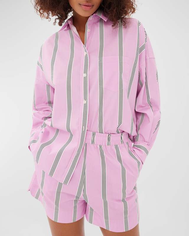 The Chiara Classic Poplin Stripe Button-Front Shirt