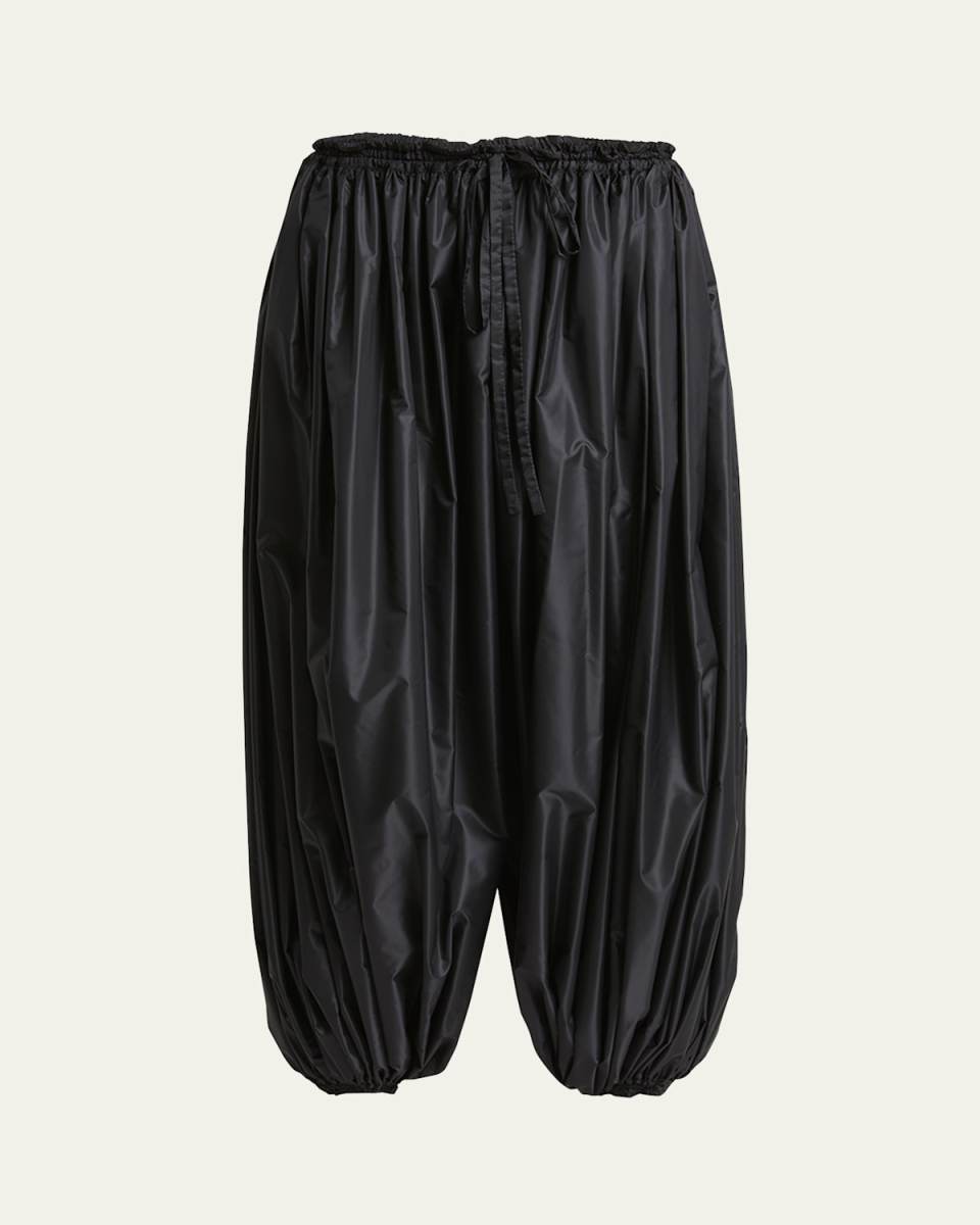 Nylon Pleated Ballon Drawstring Trousers