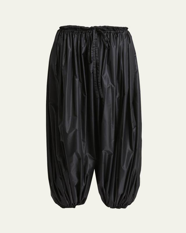 Nylon Pleated Ballon Drawstring Trousers