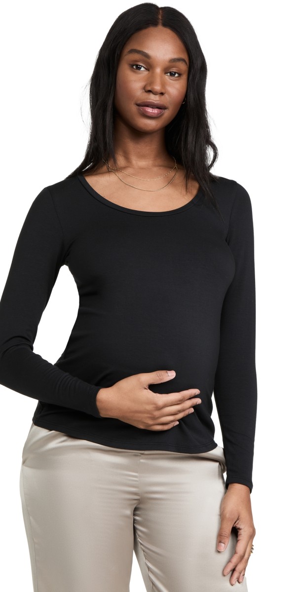 Ingrid & Isabel Scoop Neck Tee White