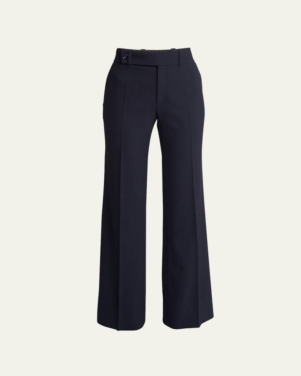 Wide-Leg Stretch Wool Trousers