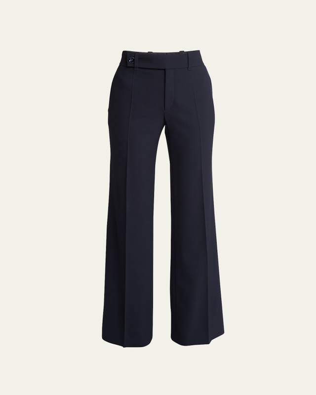 Wide-Leg Stretch Wool Trousers