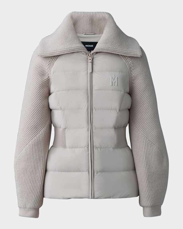 Foxy Light Down Mixed-Media Jacket
