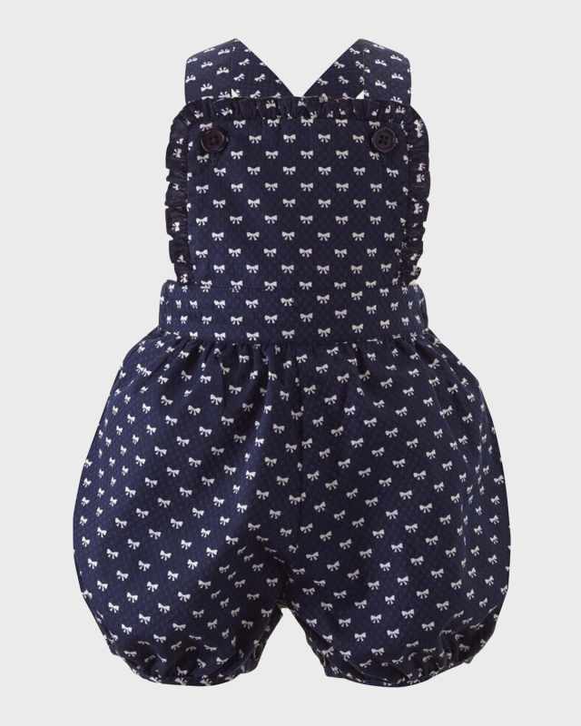 Girl's Bow Dungarees, Size 6M-24