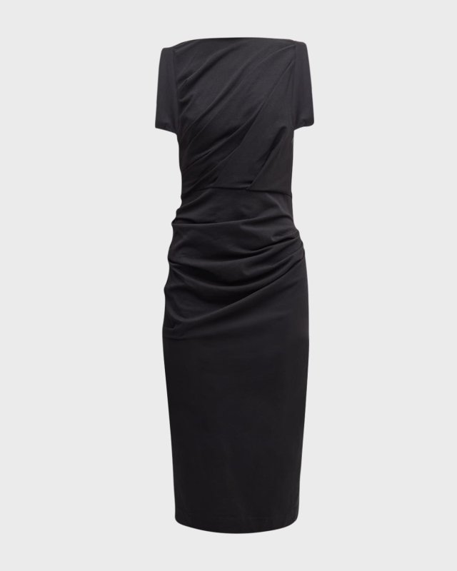 Hee Sleeveless Fitted Draped Midi Dress