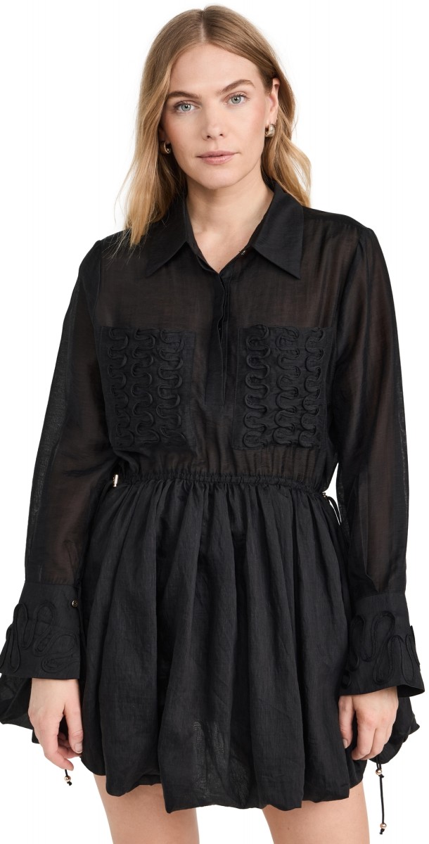 The Wolf Gang Mera Bubble Shirt Dress Noir