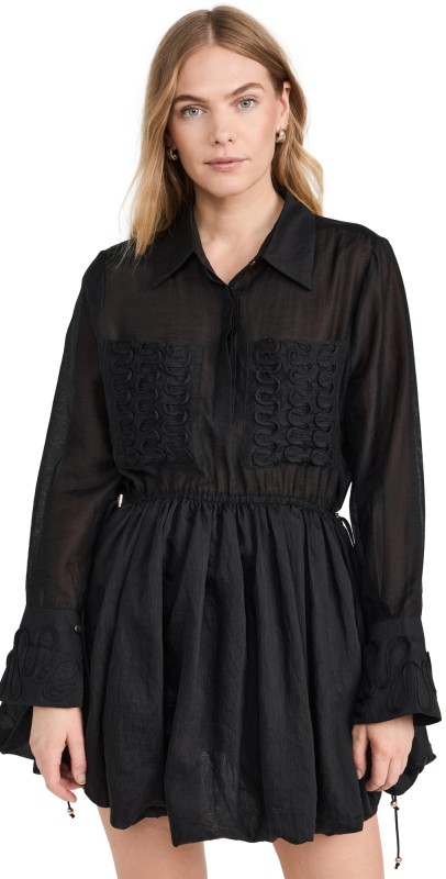 The Wolf Gang Mera Bubble Shirt Dress Noir