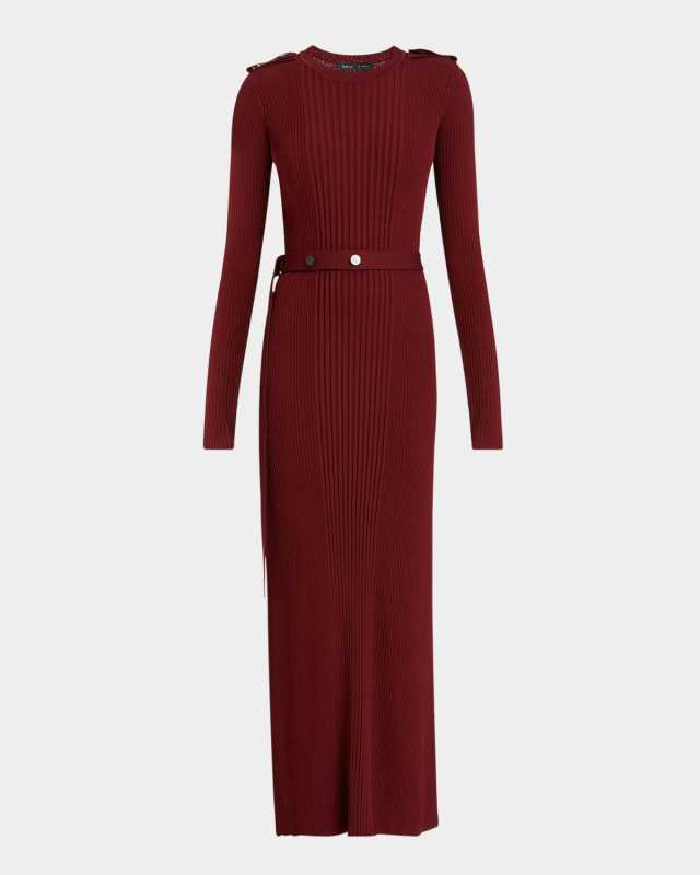 Lauryn Belted Silk-Viscose Knit Maxi Sweater Dress