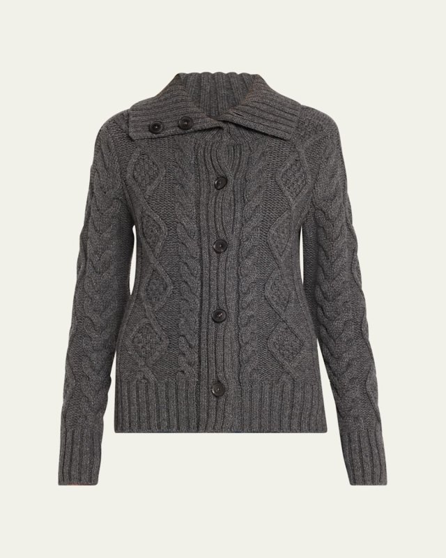 Allegra Cable Wool Cashmere Cardigan
