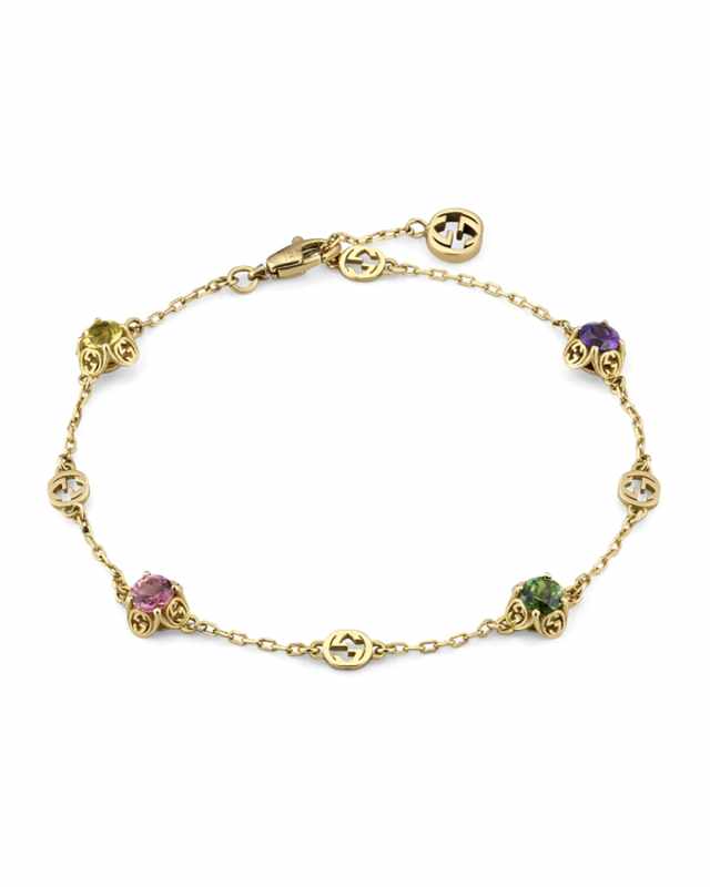Interlocking-G and Gemstone Bracelet in Yellow Gol